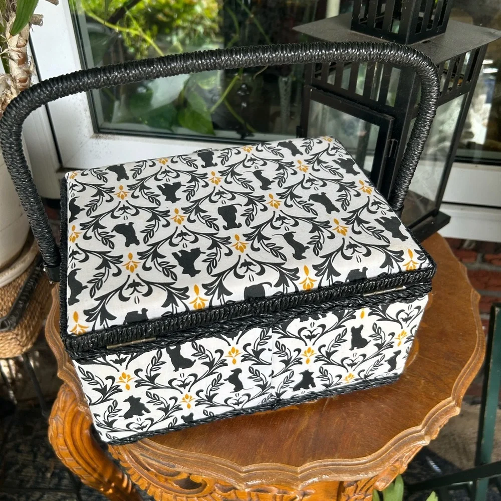 Black and White Cat Patterned Basket